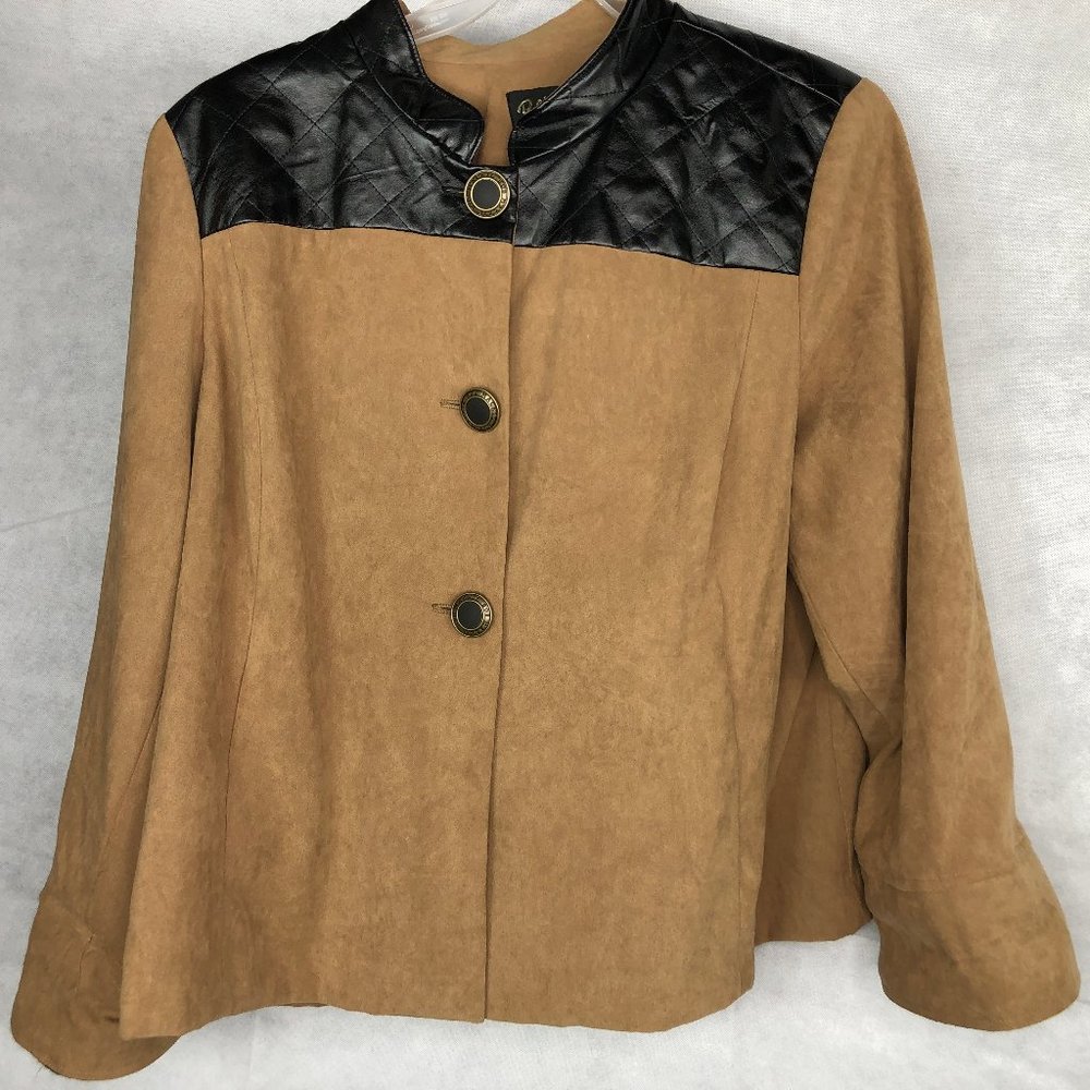 Bob Mackie Wearable Art Tan Suede Jacket Size XL